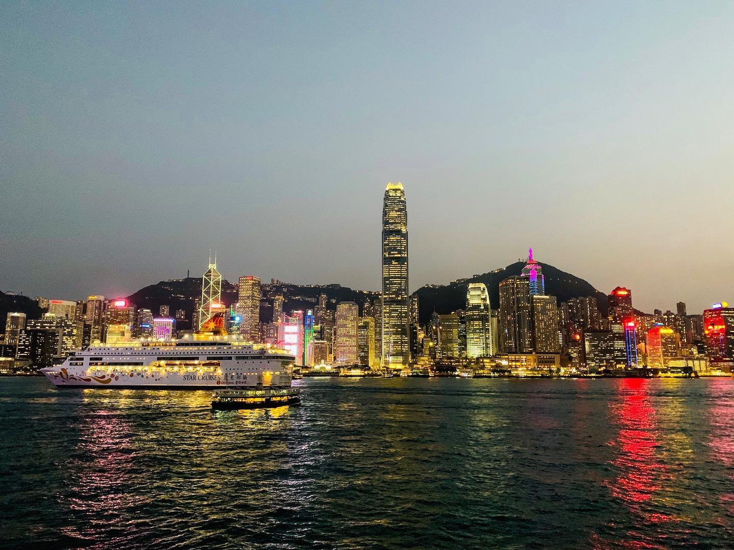 香港维多利亚港黄昏